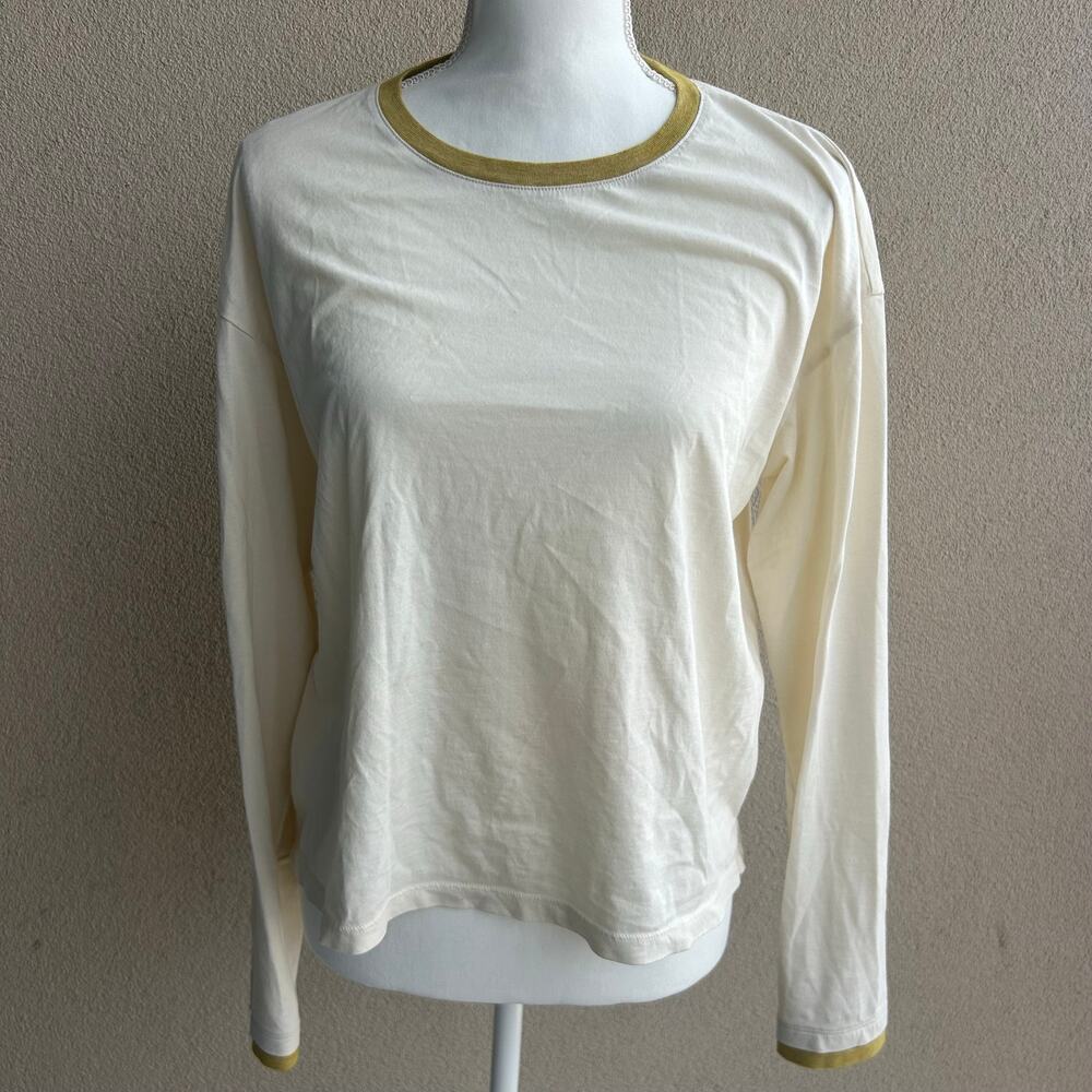 Bombas 100% Cotton Cream Longsleeve Colorblock Lightweight Size Large